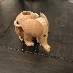 Wood Elephant Toothpick Holder